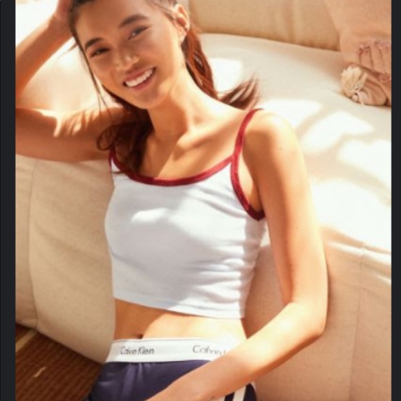 Urban Outfitters Tops - ⏰Urban Outfitters Out From Under Drop Needle Cropped Cami Burgundy Light Blue